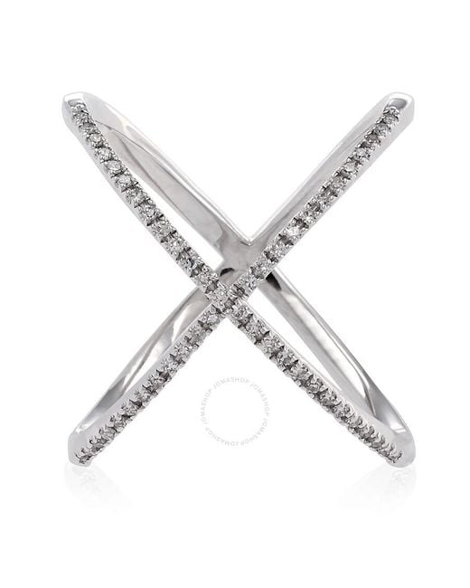 Diamanti Per Tutti Metallic Silver-tone Cross-over Ring