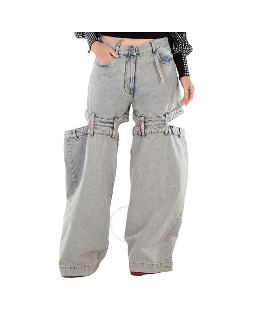 The Attico Gray Grey Denim Ashton Long Pants