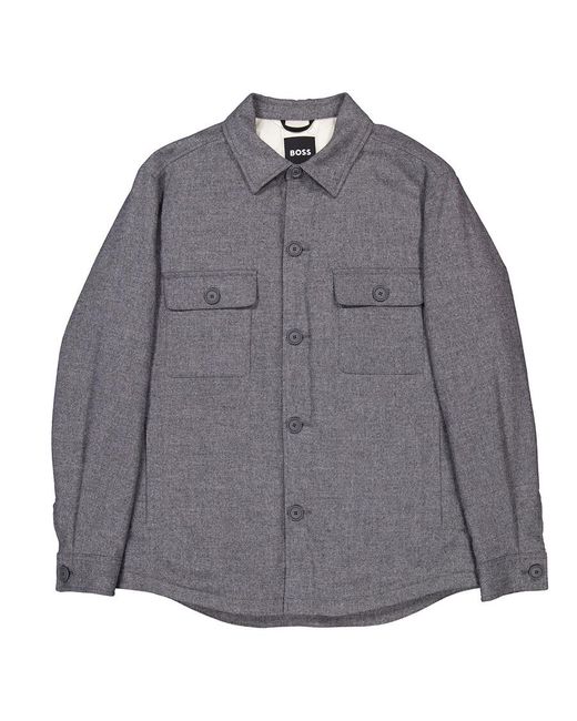 Boss Gray Relaxed-Fit Overshirt, Brand Size 48 (Us for men