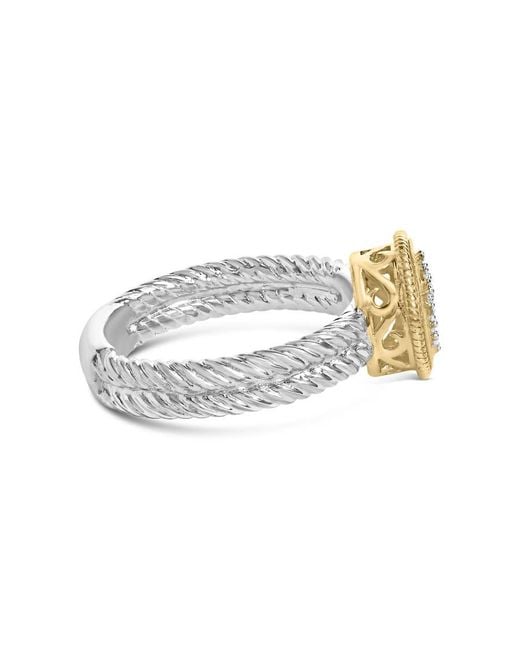 Haus of Brilliance White 18K Plated .925 Sterling Diamond Cross Ring With Satin Finish