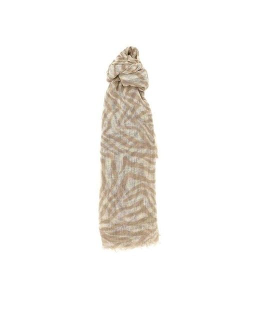 Brunello Cucinelli Natural Linen Patterned Scarf