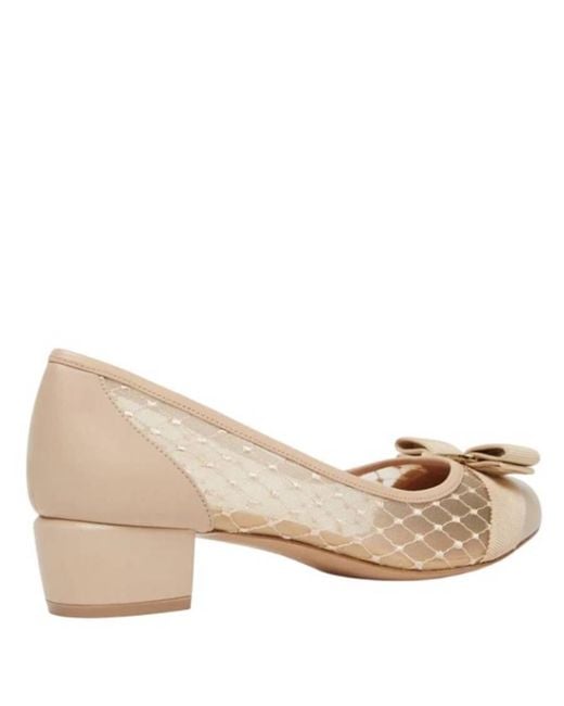 Ferragamo Natural Vara Bow Mesh Pumps
