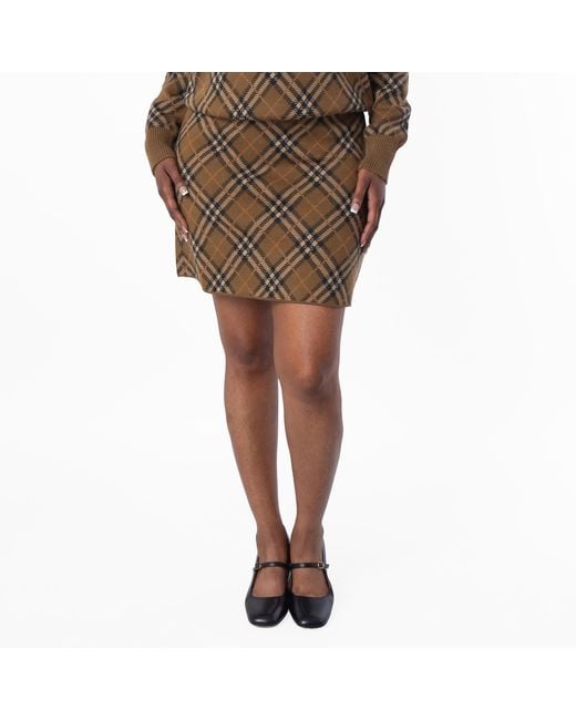 Burberry Green Check Wool Blend Mini Skirt