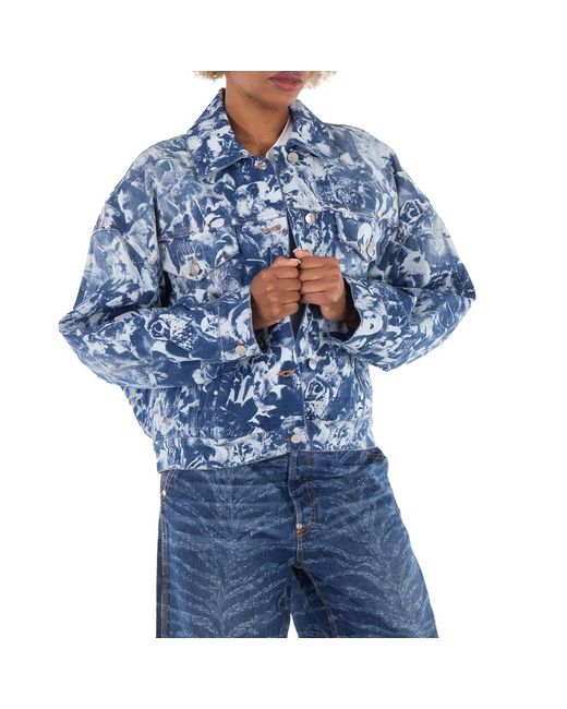 Stella McCartney Blue Animal Forest-Print Denim Cotton Jacket