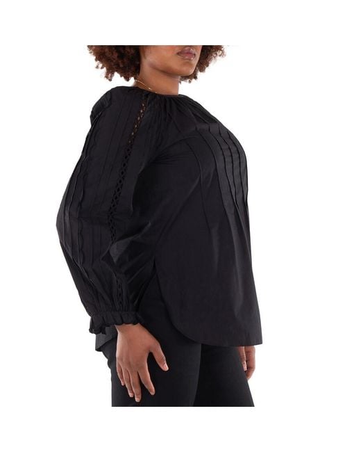 See By Chloé Black Poplin Embellished Sleeve Top, Brand Size 42