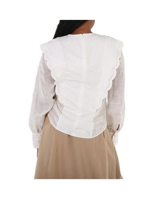 Chloé White Iconic Milk Flouncy Scallop Embroidered Shirt
