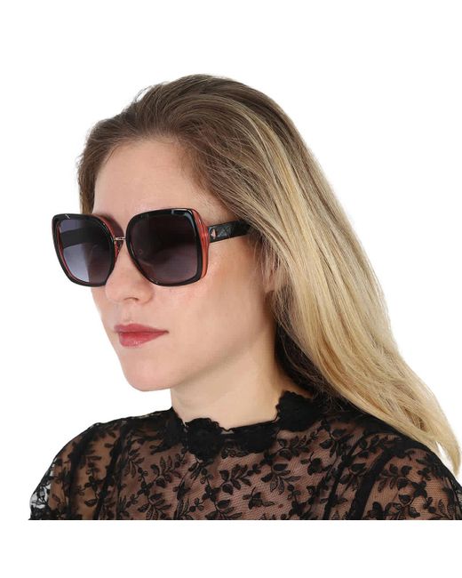 Kate Spade Black Dark Grey Shaded Square Sunglasses Kimber/g/s 0807/9o 56