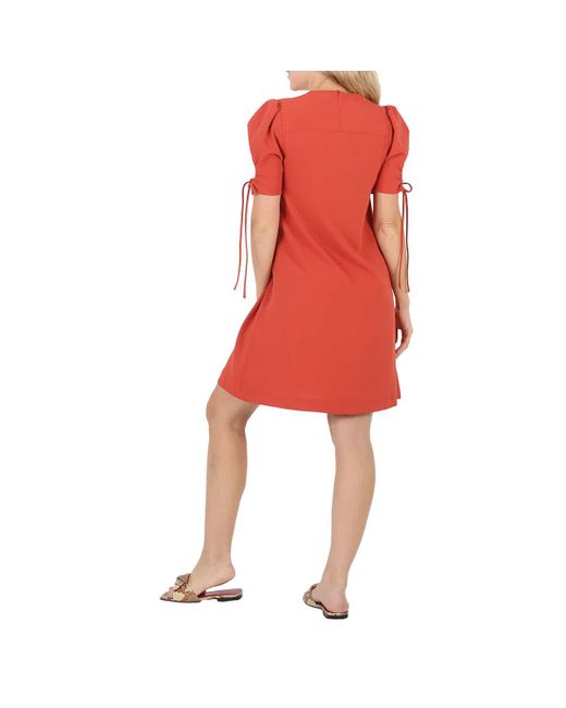 See By Chloé Red Puff Sleeve Dress