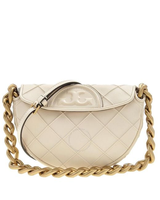 Tory Burch Metallic Mini Fleming Soft Crescent Bag