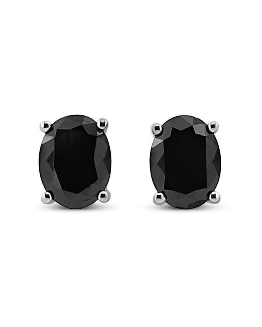 Haus of Brilliance .925 Sterling Silver 4.0 Cttw Prong Set Treated Black Oval Diamond Stud Earring