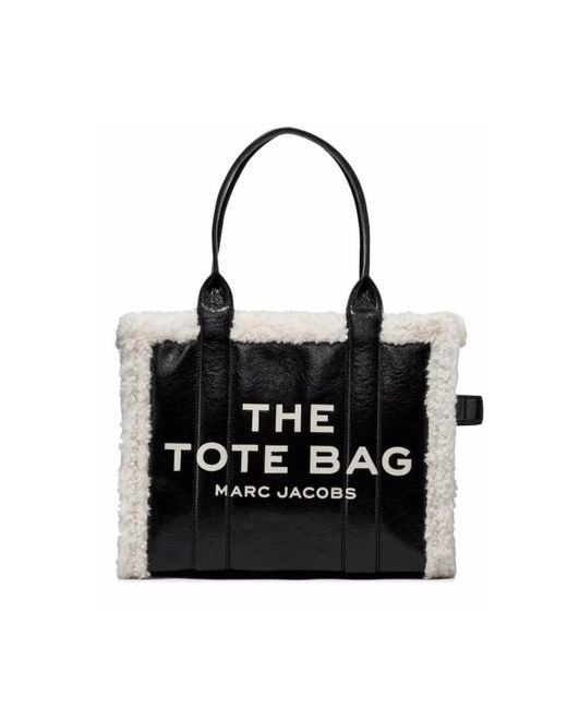 Marc Jacobs Black The Large Tote Crinkle Leather Tote Bag