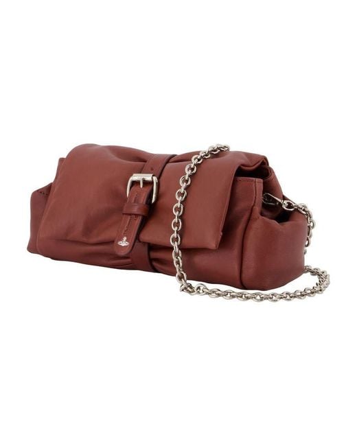 Vivienne Westwood Brown Hazel Treasure Clutch Burgundy