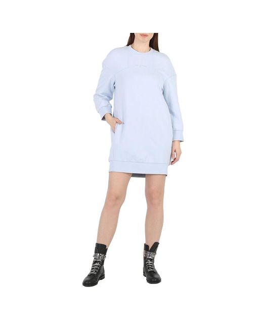 Stella McCartney Blue Ladies Pale 3D Logo Sweatshirt Dress, Brand Size 44 (Us