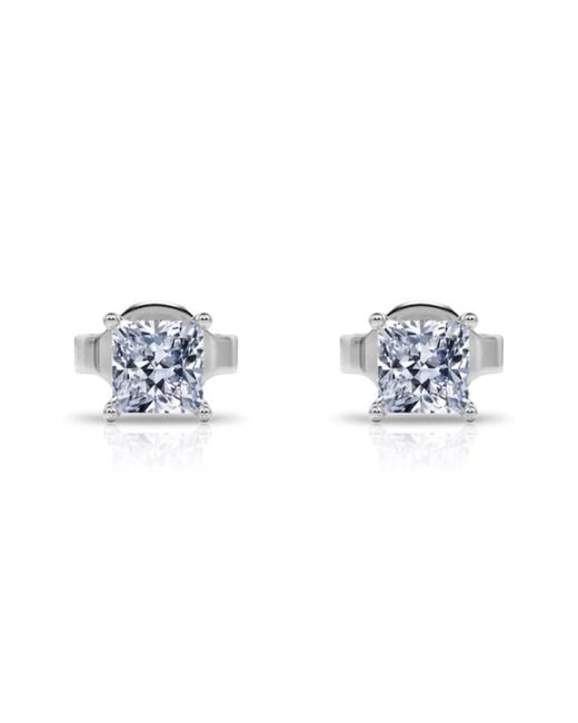Tresorra Blue 14K Princess Cut Earth Mined Diamond Stud Earrings