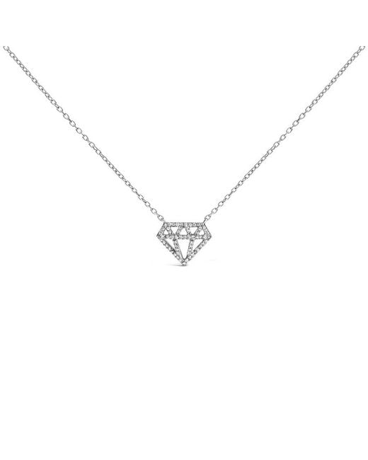 Haus of Brilliance Metallic Sterling 1/6 Cttw Diamond Shaped Diamond Pendant Necklace