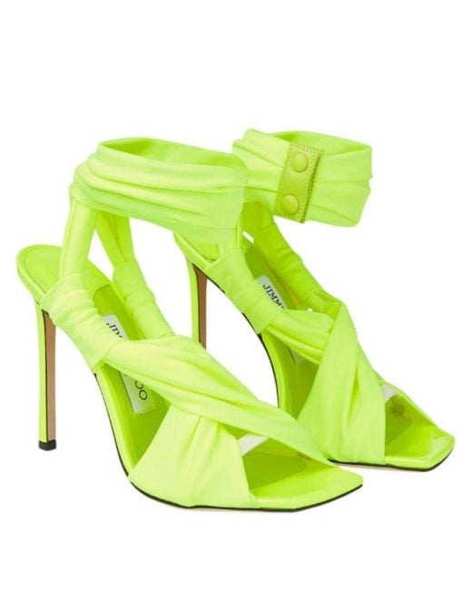 Jimmy Choo Green Neoma 110 Glossy Jersey Sandals, Brand Size 36 Us for men