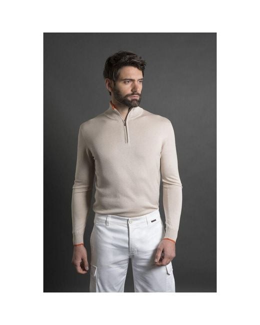 Moorer Gray Zip Collar Sweater for men