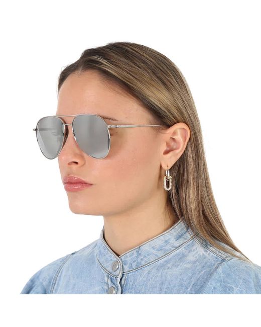 Longchamp White Silver Mirror Pilot Sunglasses Lo139s 043 59