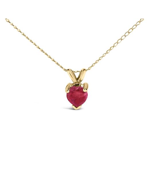 Haus of Brilliance Metallic 14K 5X5 Mm Heart Shaped Ruby Solitaire Pendant Necklace