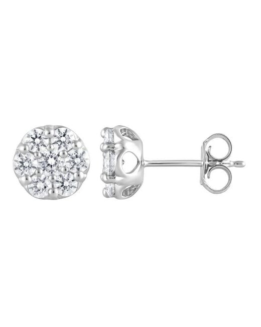 Brilliant Diamond Metallic 1 Carat Round Lab Grown Diamond Stud Earrings