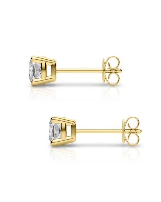 Tresorra White 14K Cushion Cut Earth Mined Diamond Stud Earrings