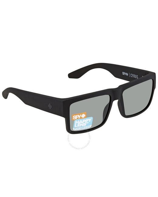 Spy Black Cyrus Hd+ Grey Green Polarized Square Sunglasses 673180973864