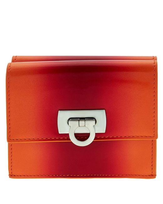 Ferragamo Red Gancini Buckle Leather Wallet for men