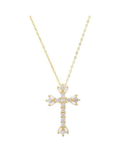 Kylie Harper Metallic 14K Over Vintage Floral Cz Cross Pendant