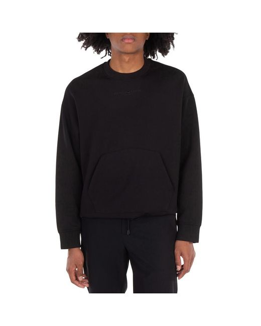 Emporio Armani Black Logo-Embroidered Crew Neck Sweatshirt for men
