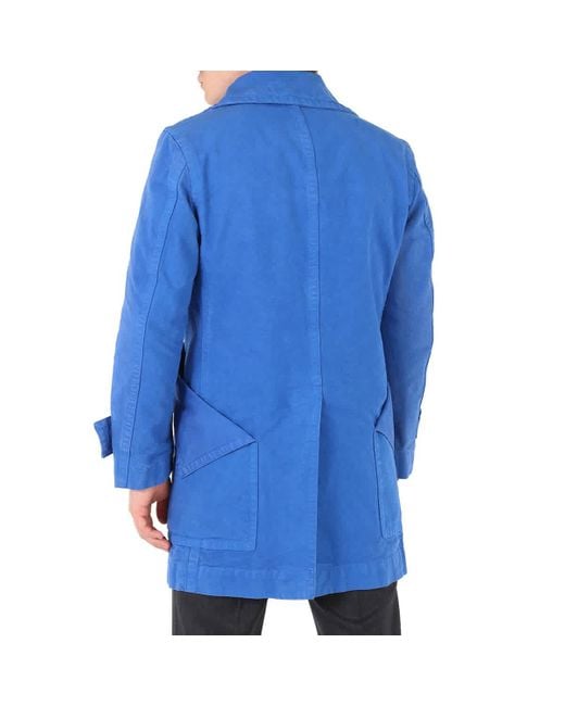 Burberry Blue Double-breasted Cotton Peacoat for men