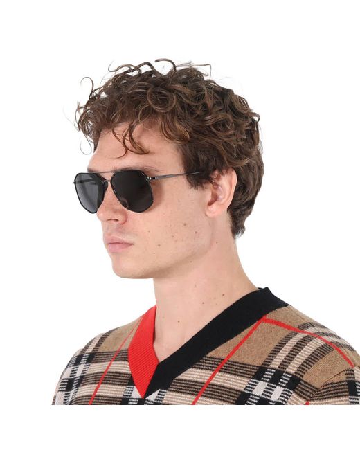 Burberry Gray Ozwald Dark Grey Geometric Sunglasses Be3139 114487 58 for men