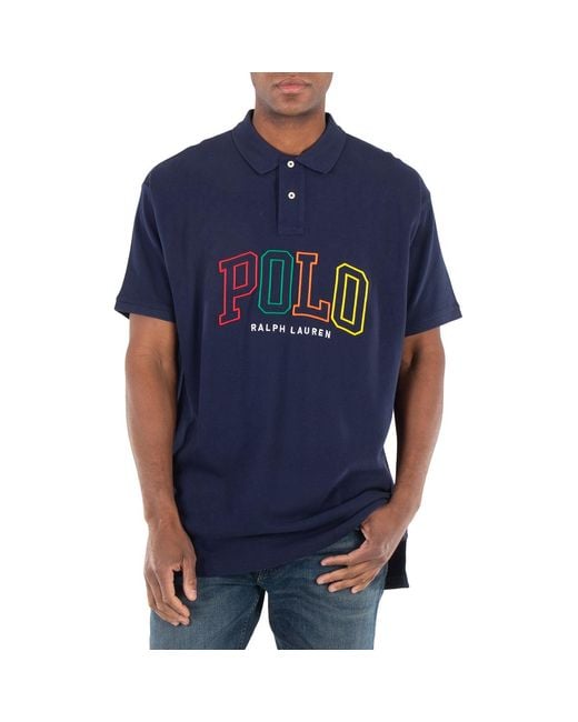 Polo Ralph Lauren Blue 20/1 Big Fit Logo Mesh Polo Shirt for men