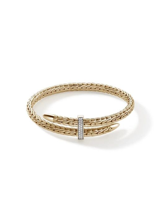 John Hardy Metallic Spear Flex Cuff, Diamonds, 5.5Mm Size Medium- Cggx9011072Di for men