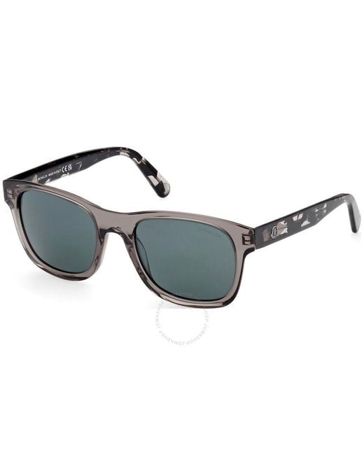 Moncler Blue Glancer Green Square Sunglasses Ml0192-f 01v 55 for men