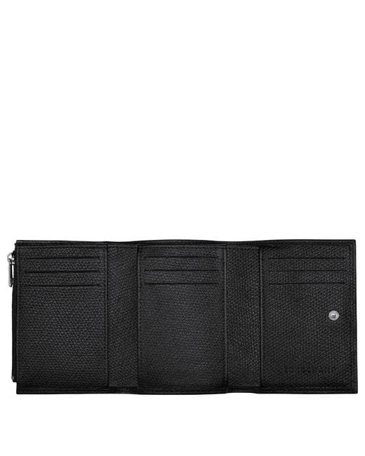 Longchamp Black Compact Leather Wallet for men