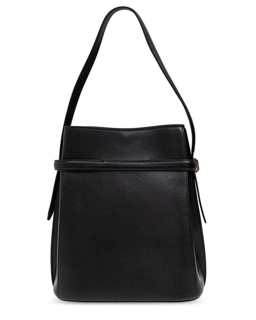 Totême  Black Logo Detailed Belted Bucket Bag
