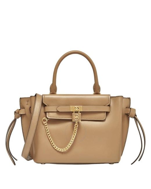Michael Kors Natural Hamilton Legacy Small Leather Belted Satchel