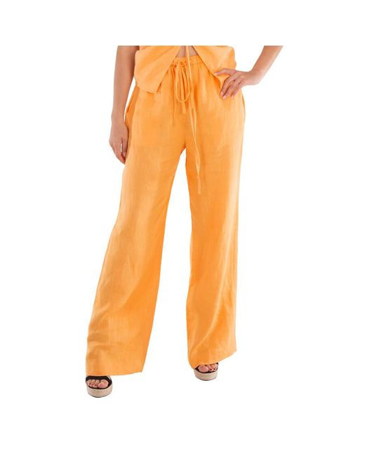 Nanushka Orange Straight Leg Polyka Linen Pants
