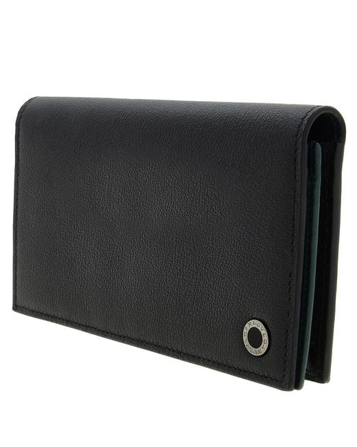 BVLGARI Black Bifold Leather Wallet for men