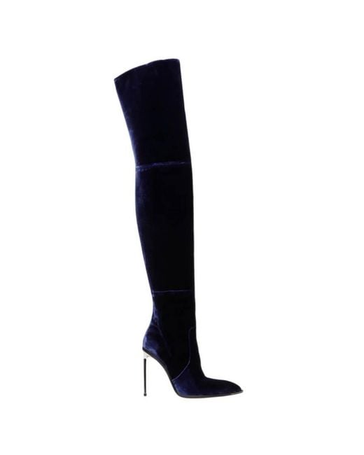 Bally Black Hedy Velvet Long Stiletto Boots, Brand Size 37 Us