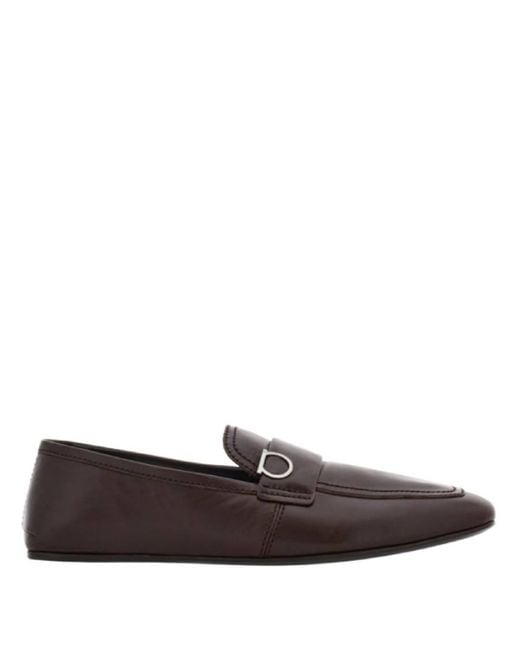 Ferragamo Brown Gancini-Plaque Slip-On Loafers for men
