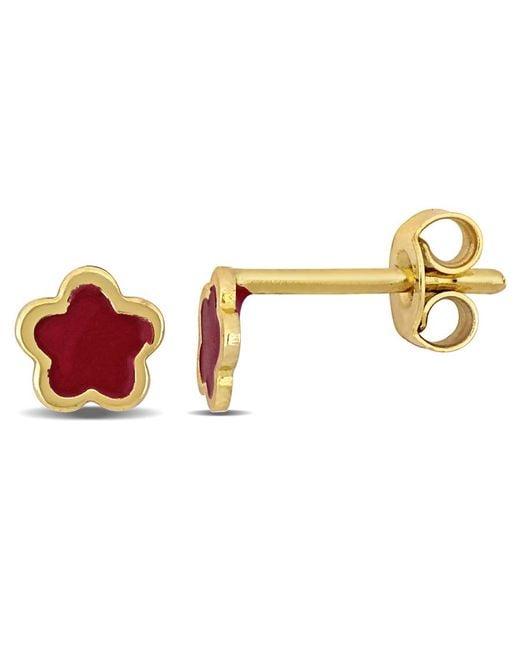 Amour Metallic Enamel Flower Stud Earrings