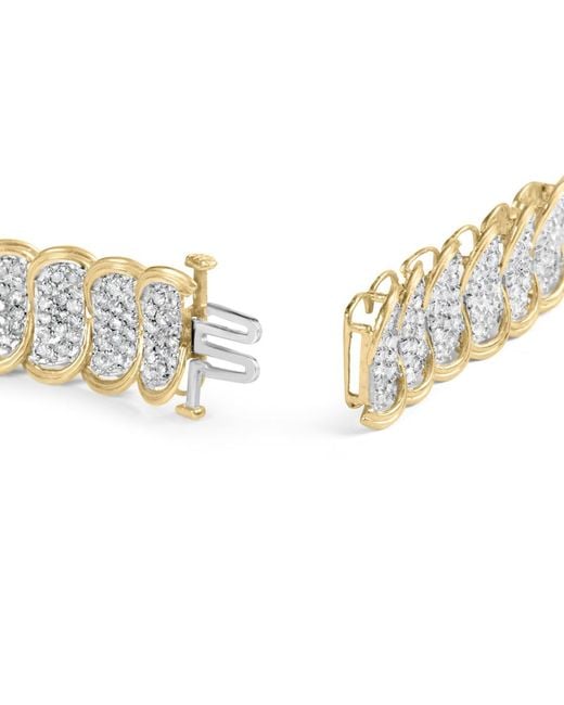 Haus of Brilliance Metallic 10K 5.00 Cttw Diamond Oval Banded Link Bracelet (I-J Color, I1-I2 Clarity)