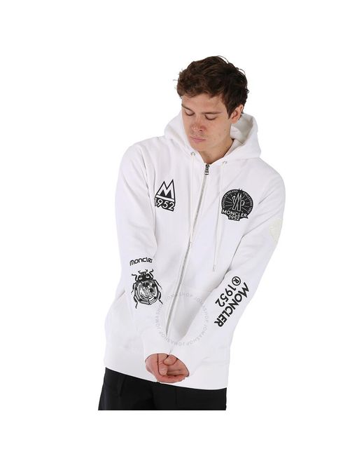 Moncler White 1952 Zip-up Hoodie for men