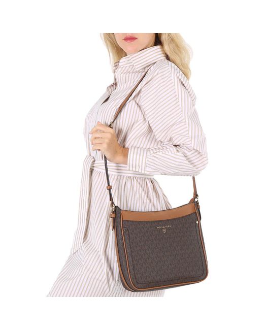 Michael Kors Signature Jet Set North South Crossbody Bag in Brown Lyst