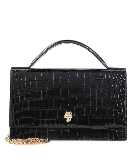 McQueen Black The Medium Skull Clutch