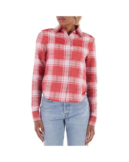Loewe Red Check Pattern Long-Sleeved Shirt, Brand Size 34