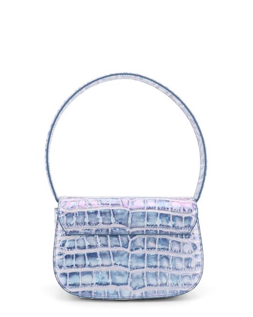 DIESEL Blue 1Dr Leather Shoulder Bag Con Logo Oval D