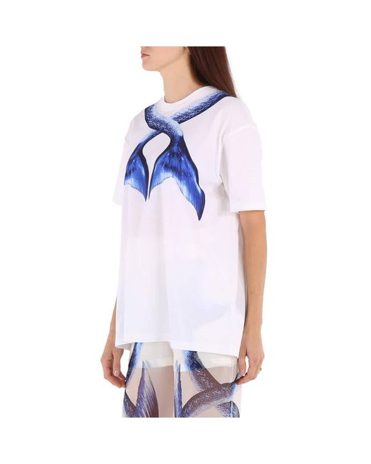 Burberry Blue Carrick Short Sleeve Mermaid Tail-print Oversized T-shirt