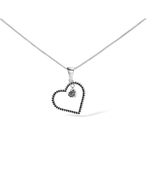 Haus of Brilliance Metallic 925 Sterling 1/3Ct Tdw Treated Diamond Heart Pendant Necklace